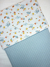 Afbeelding in Gallery-weergave laden, Deken Kinderwagen Wafelstof Blauw Katoen Vogeltjes
