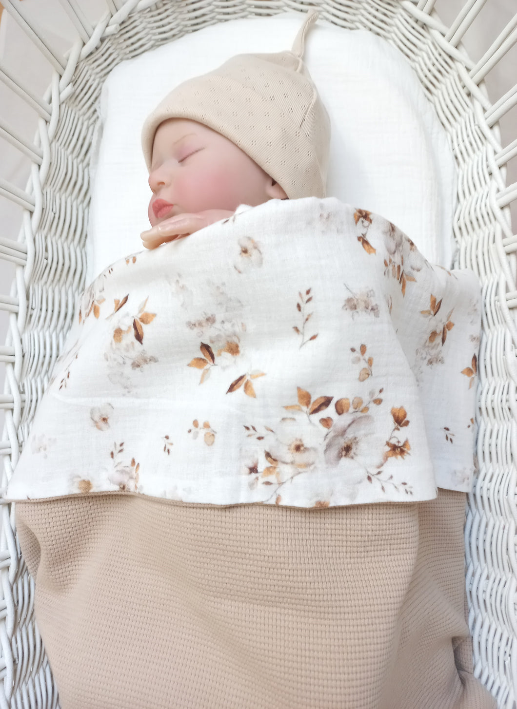 Deken Kinderwagen Tricot Wafel Donker Beige Jasmijn