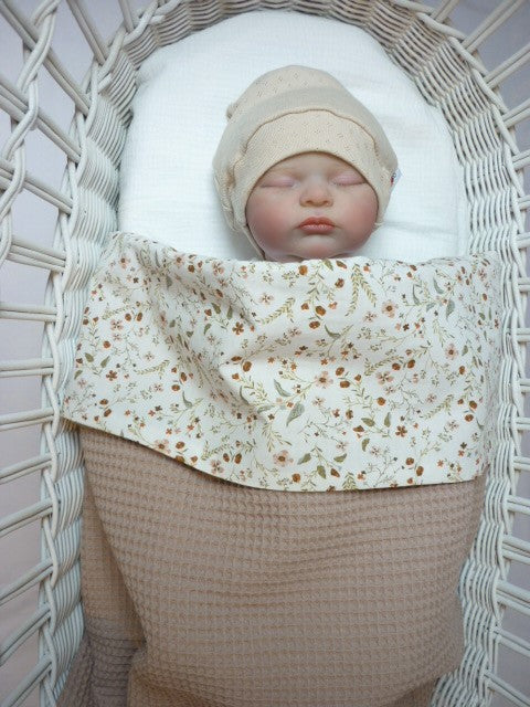 Deken Kinderwagen Wafelstof  Donker Beige en Katoen Millefleurs