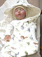 Afbeelding in Gallery-weergave laden, Wikkeldeken Dino Jersey en Minky Fleece Ecru
